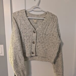 Cozy Gray Cable Knit Sweater